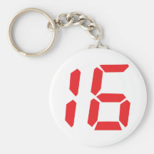 16 sixteen  red alarm clock digital number key chains
