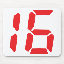 16 sixteen  red alarm clock digital number mouse mat