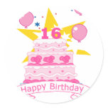 16 Year Old Birthday Cake Stickers