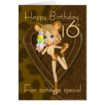 16th Birthday card, Cutie Pie Animal Collection
