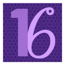 16th Birthday Huge Numbers Purple W953 Invite