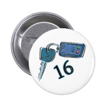 16th Birthday Keys Gifts Buttons