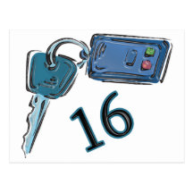 16th Birthday Keys Gifts Post Cards
