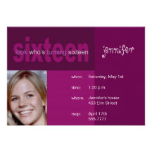 16th Birthday Photo Invitation