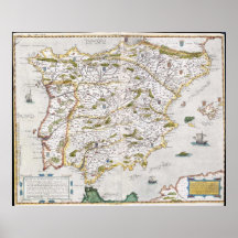 16th Century Map of Iberia Poster