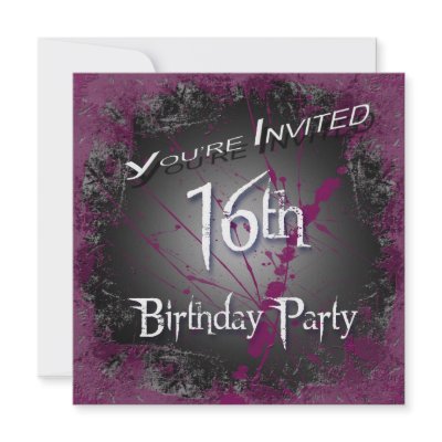 16th Grunge Birthday Party Invitations by TrudyWilkerson