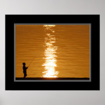 16x20 Print Sunset Fishing On Lake