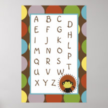 16x24 Nursery Art ABC Chart Jungle Tales Safari Print