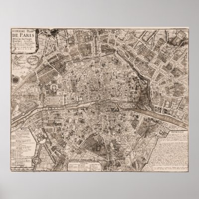 1705 Map of Paris, France Posters by PaperTimeMachine
