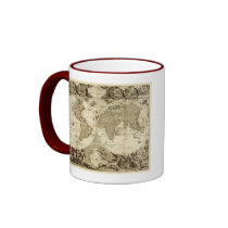 1708 Jean Baptiste Nolin World Map Coffee Mugs