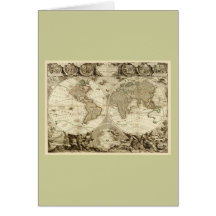 1708 World Map by Jean Baptiste Nolin Card