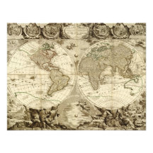 1708 World Map by Jean Baptiste Nolin Invite