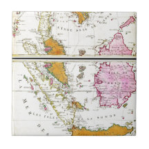 1710 Ottens Map of Southeast Asia Singapore Thai Ceramic Tiles