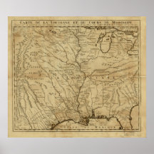1717 Map Louisiane Louisiana Territory & East U.S Print