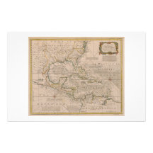 1720 Map of the West Indies by Emanuel Bowen Stationery Design