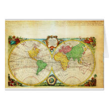 1744 Bowen Map of the World in Hemispheres Geogr Greeting Card