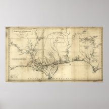 1752 Map of Louisiana & Southern States Print