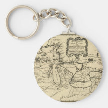1755 Great Lakes and New France / Canada Map Keychains