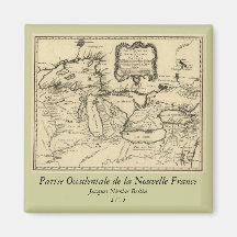 1755 Great Lakes and New France / Canada Map Refrigerator Magnet