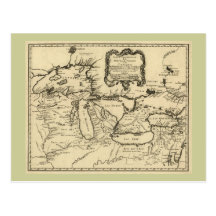 1755 Great Lakes and New France / Canada Map Post Cards