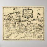 1755 Great Lakes and New France / Canada Map Posters