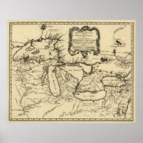 1755 Great Lakes and New France / Canada Map