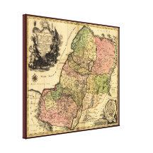 1759 Map Of Ancient Israel With The 12 Tribes Stretched Canvas Print