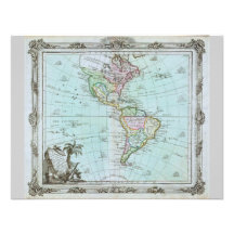 1764 Map of the Americas by Louis Brion de la Tour Custom Announcements