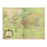 1778 Bellin Nautical Chart or Map of the World Postcard