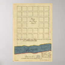 1778 Map  Plaza de la Villa de Galvez Louisiana Posters