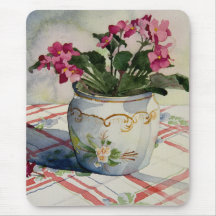 1790 African Violets in Blue Pot Mouse Pad