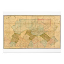 1792 State Of Pennsylvania Map by Reading Howell Custom Invitations