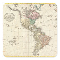 1796 Mannert Map of North and South America Square Stickers