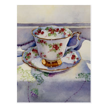 1799 Teacup on Linen Postcard