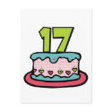 17 Year Old Birthday Cake postcards