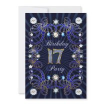 17th birthday party invite with masses of jewels