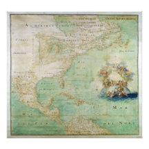 17th Century Map the Americas By Claude Bernou Photograph