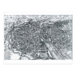 17th Century Street Map of Paris, France Postcard postcards