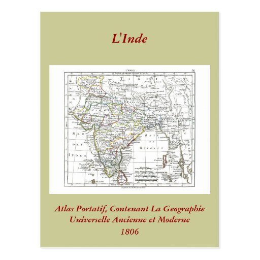 1806 Map - L'Inde Postcard