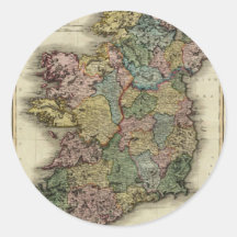 1813 Ireland Map by John Pinkerton Round Sticker