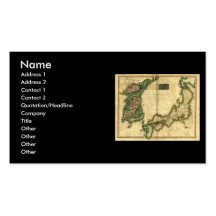 1815 Map of Korea and Japan Business Card Templates