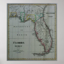 1823 Florida Map Canvas Print