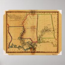 1827 Map of Louisiana, Mississippi, & Alabama Poster