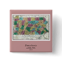 1829 Pennsylvania Map Pinback Buttons