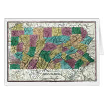 1829 Pennsylvania Map Greeting Cards