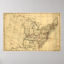 1830 Map of the United States & Part of Louisiana Poster