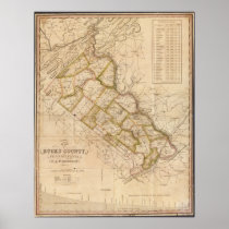 1831 Map of Bucks County Pennsylvania Poster