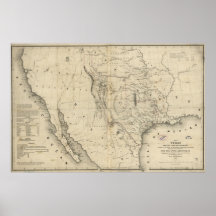 1844 Map of Republic of Texas & Countries Adjacent Posters