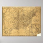 1847 Antique Rail Map of the United States Print