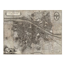 1847 Molini Pocket Map of Florence Italy Post Cards